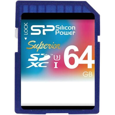 Silicon Power Superior SDXC UHS-1 (U3) 64 Go (64 Go, SDXC, U3, UHS-I), Carte mémoire, Bleu Silicon Power Superior SDXC UHS-1 (U3) 64 Go (64 Go, SDXC, U3, UHS-I), Carte mémoire, Bleu