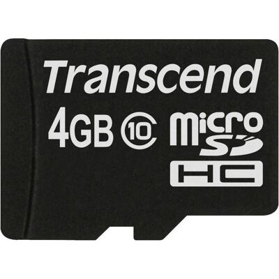 Transcend Carte mémoire flash 4 Go Micro SDHC, C10 (4 Go, microSDHC, U1, UHS-I), Carte mémoire, Noir Transcend Carte mémoire flash 4 Go Micro SDHC, C10 (4 Go, microSDHC, U1, UHS-I), Carte mémoire, Noir