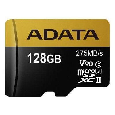 Adata MicroSDXC, UHS-II U3 /s (128 Go, microSDXC, U3, UHS-II), Carte mémoire, Noir, Or Adata MicroSDXC, UHS-II U3 /s (128 Go, microSDXC, U3, UHS-II), Carte mémoire, Noir, Or