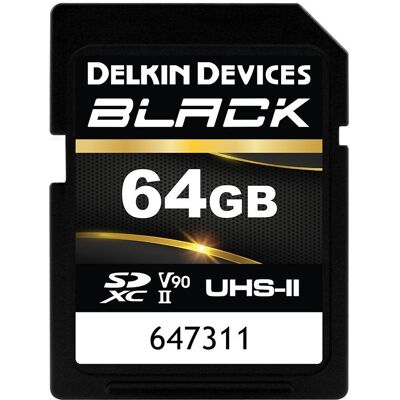 Delkin 2x BLACK UHS-II (V90) 64GB R:300MB/s W:250MB/s (64 Go, SDXC, UHS-II), Carte mémoire, Noir Delkin 2x BLACK UHS-II (V90) 64GB R:300MB/s W:250MB/s (64 Go, SDXC, UHS-II), Carte mémoire, Noir