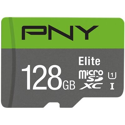 PNY Elite (128 Go, microSDXC, U1, UHS-I), Carte mémoire, Vert, Gris PNY Elite (128 Go, microSDXC, U1, UHS-I), Carte mémoire, Vert, Gris