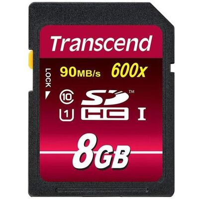 Transcend Sdhc Ultimate 600x (8 Go, SDHC, U1, UHS-I), Carte mémoire, Bleu Transcend Sdhc Ultimate 600x (8 Go, SDHC, U1, UHS-I), Carte mémoire, Bleu