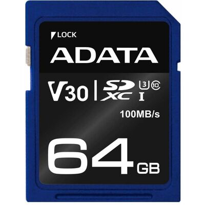 Adata Premier Pro - carte mémoire flash - 64 Go (64 Go, SDXC, U3, UHS-I), Carte mémoire, Bleu Adata Premier Pro - carte mémoire flash - 64 Go (64 Go, SDXC, U3, UHS-I), Carte mémoire, Bleu