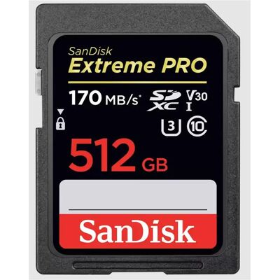 SanDisk Extreme PRO UHS-I V30 (512 Go, SDXC, U3, UHS-I), Carte mémoire, Jaune, Rouge, Noir, Gris, Blanc SanDisk Extreme PRO UHS-I V30 (512 Go, SDXC, U3, UHS-I), Carte mémoire, Jaune, Rouge, Noir, Gris, Blanc