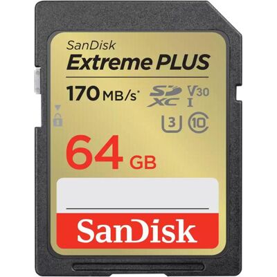 SanDisk Extreme PLUS SDXC /s UHS-I (64 Go, SDXC, U3, UHS-I), Carte mémoire, Or, Noir SanDisk Extreme PLUS SDXC /s UHS-I (64 Go, SDXC, U3, UHS-I), Carte mémoire, Or, Noir