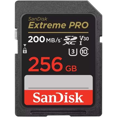 SanDisk Extreme PRO UHS-I V30 (256 Go, SDXC, U3, UHS-I), Carte mémoire, Noir, Rouge SanDisk Extreme PRO UHS-I V30 (256 Go, SDXC, U3, UHS-I), Carte mémoire, Noir, Rouge