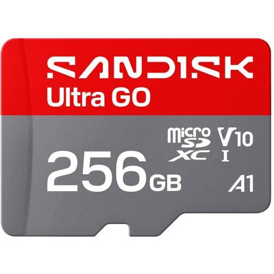 SanDisk Ultra Go (256 Go, microSD, U1, UHS-I), Carte mémoire, Rouge, Gris SanDisk Ultra Go (256 Go, microSD, U1, UHS-I), Carte mémoire, Rouge, Gris