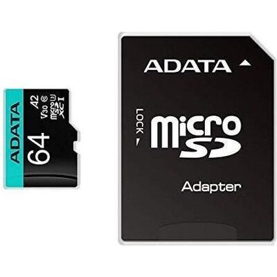 Adata Premier Pro V30S (64 Go, microSDXC, U3, UHS-I), Carte mémoire, Noir, Bleu Adata Premier Pro V30S (64 Go, microSDXC, U3, UHS-I), Carte mémoire, Noir, Bleu