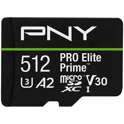 PNY Pro Elite Prime (512 Go, microSDXC, U3, UHS-I), Carte mémoire, Noir PNY Pro Elite Prime (512 Go, microSDXC, U3, UHS-I), Carte mémoire, Noir