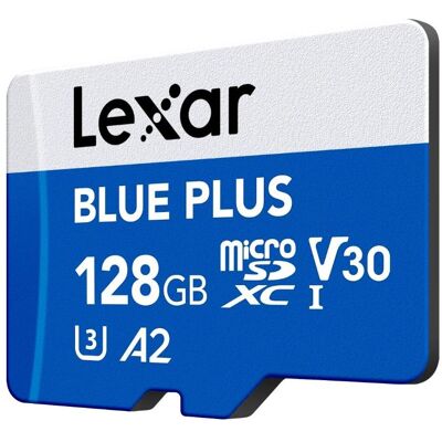 Lexar Blue Plus MicroSD Card 128GB (128 Go, microSDXC, U3, UHS-I), Carte mémoire, Bleu Lexar Blue Plus MicroSD Card 128GB (128 Go, microSDXC, U3, UHS-I), Carte mémoire, Bleu