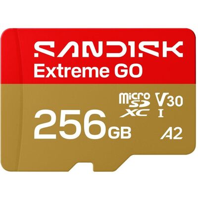 SanDisk Extreme Go (256 Go, microSDXC, U3, UHS-I), Carte mémoire, Or, Rouge SanDisk Extreme Go (256 Go, microSDXC, U3, UHS-I), Carte mémoire, Or, Rouge