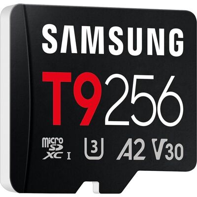 Samsung SD MicroSD Card 256GB SDXC T9 (2026) Reader retail (256 Go, microSDXC, U3, UHS-I), Carte mémoire, Noir Samsung SD MicroSD Card 256GB SDXC T9 (2026) Reader retail (256 Go, microSDXC, U3, UHS-I), Carte mémoire, Noir