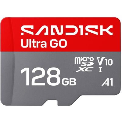 SanDisk Ultra Go (128 Go, microSDXC, SDXC, U1, UHS-I), Carte mémoire, Rouge, Gris SanDisk Ultra Go (128 Go, microSDXC, SDXC, U1, UHS-I), Carte mémoire, Rouge, Gris