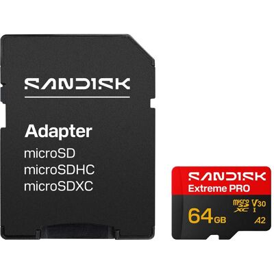 SanDisk Extreme Pro (64 Go, microSDHC, microSDXC, U3, UHS-I), Carte mémoire, Rouge, Noir SanDisk Extreme Pro (64 Go, microSDHC, microSDXC, U3, UHS-I), Carte mémoire, Rouge, Noir