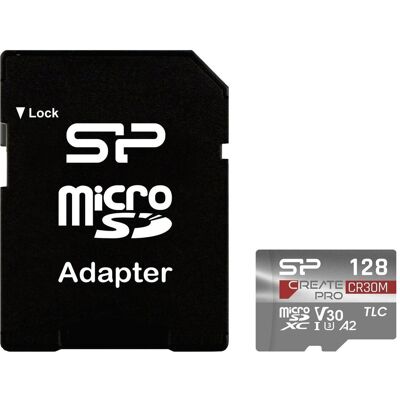 Silicon Power MicroSD Card 128GB UHS-1 CreatePro CR30M CL.10 (128 Go, microSDXC, UHS-I), Carte mémoire Silicon Power MicroSD Card 128GB UHS-1 CreatePro CR30M CL.10 (128 Go, microSDXC, UHS-I), Carte mémoire