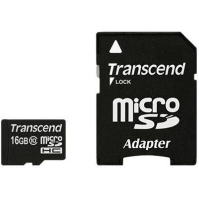 Transcend Carte microSDHC SDAdapter (16 Go, microSDHC, U1), Carte mémoire, Noir Transcend Carte microSDHC SDAdapter (16 Go, microSDHC, U1), Carte mémoire, Noir