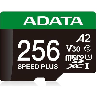 Adata microSD 256GB Speed Plus UHS-I U3 + adaptateur (256 Go, microSDXC, U3, UHS-I), Carte mémoire, Vert, Blanc, Noir Adata microSD 256GB Speed Plus UHS-I U3 + adaptateur (256 Go, microSDXC, U3, UHS-I), Carte mémoire, Vert, Blanc, Noir