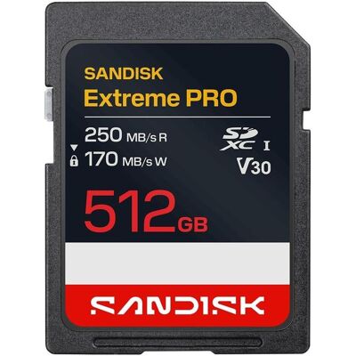 SanDisk Extreme PRO UHS-I (512 Go, SDHC, SDXC, U3, UHS-I), Carte mémoire, Rouge, Noir SanDisk Extreme PRO UHS-I (512 Go, SDHC, SDXC, U3, UHS-I), Carte mémoire, Rouge, Noir