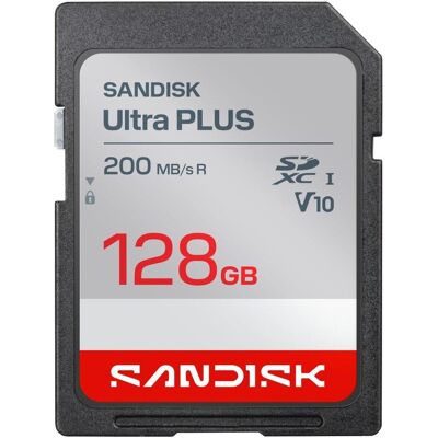SanDisk Carte mémoire SDXC Ultra PLUS 128GB (UHS-I,V10, U1, C10 (R200MB/s), HD) (128 Go, SDXC, U1, UHS-I), Carte mémoire SanDisk Carte mémoire SDXC Ultra PLUS 128GB (UHS-I,V10, U1, C10 (R200MB/s), HD) (128 Go, SDXC, U1, UHS-I), Carte mémoire