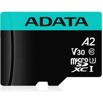 Adata Adaptateur Premier Pro Incl. (128 Go, microSDHC, U3, UHS-I), Carte mémoire, Noir, Bleu Adata Adaptateur Premier Pro Incl. (128 Go, microSDHC, U3, UHS-I), Carte mémoire, Noir, Bleu