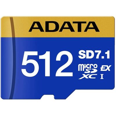 Adata Premier Extreme SD7.1 Express (512 Go, microSD Express, U3, UHS-II), Carte mémoire, Bleu, Jaune Adata Premier Extreme SD7.1 Express (512 Go, microSD Express, U3, UHS-II), Carte mémoire, Bleu, Jaune