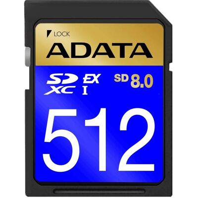 Adata SD 512GB Premier Extreme SD 8.0 (512 Go, SDXC, U3, UHS-I), Carte mémoire, Noir Adata SD 512GB Premier Extreme SD 8.0 (512 Go, SDXC, U3, UHS-I), Carte mémoire, Noir