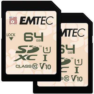 Emtec SD 64 Go UHS-I U1 V10 Extérieur P2 (64 Go, SDXC, U1, UHS-I), Carte mémoire, Multicolore Emtec SD 64 Go UHS-I U1 V10 Extérieur P2 (64 Go, SDXC, U1, UHS-I), Carte mémoire, Multicolore