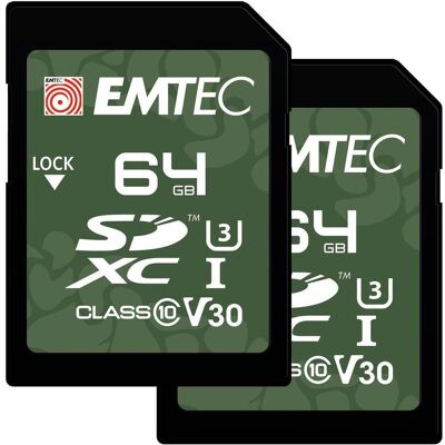 Emtec SD 64 Go UHS-I U3 V30 Extérieur P2 (64 Go, SDXC, U3, UHS-I), Carte mémoire, Vert, Noir Emtec SD 64 Go UHS-I U3 V30 Extérieur P2 (64 Go, SDXC, U3, UHS-I), Carte mémoire, Vert, Noir