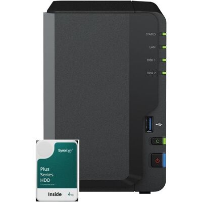 Synology DS223 2Bay 8TB NAS avec 2x 4TB HAT3300-4T HDD (2 x 4 To, Synology HAT 33xx), NAS, Noir Synology DS223 2Bay 8TB NAS avec 2x 4TB HAT3300-4T HDD (2 x 4 To, Synology HAT 33xx), NAS, Noir