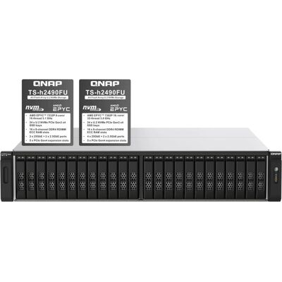 QNAP TS-h2490FU-7302P-128G (0 TB), NAS, Gris, Noir QNAP TS-h2490FU-7302P-128G (0 TB), NAS, Gris, Noir