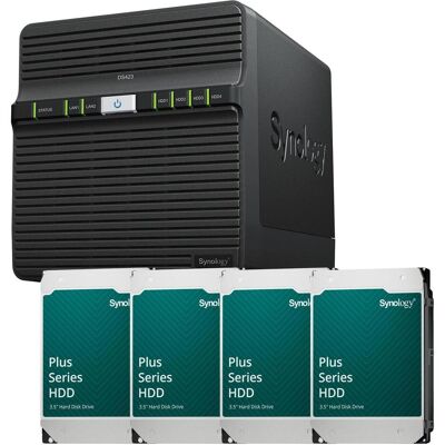 Synology DiskStation DS423 4 baies serveur NAS boîtier vide + 4x Plus 3.5"" SATA 6Gb/..., NAS, Noir Synology DiskStation DS423 4 baies serveur NAS boîtier vide + 4x Plus 3.5"" SATA 6Gb/..., NAS, Noir