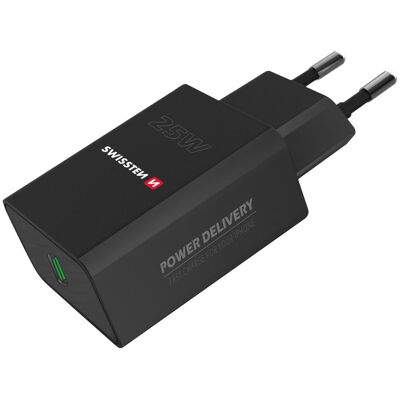 Swissten Chargeur de voyage USB-C (25 W, 1 portion), Chargeur USB, Noir Swissten Chargeur de voyage USB-C (25 W, 1 portion), Chargeur USB, Noir