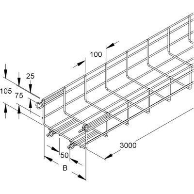 Niedax NIE MTC 105.200 E3 Caniveau à grille en forme de U avec raccords suspendus 105x200x3000mm CITO Ede, Accessoires électroniques + boîtier, Argent Niedax NIE MTC 105.200 E3 Caniveau à grille en forme de U avec raccords suspendus 105x200x3000mm CITO Ede, Accessoires électroniques + boîtier, Argent