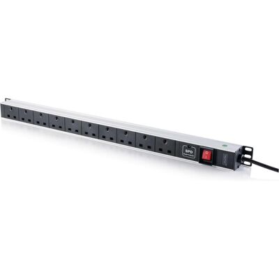 Digitus PDU 1U, commutée, avec cache de protection contre les surcharges, 10 prises UK, montage vertical,, Accessoire ASI Digitus PDU 1U, commutée, avec cache de protection contre les surcharges, 10 prises UK, montage vertical,, Accessoire ASI