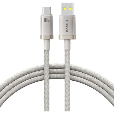 Baseus Câble USB-A vers USB-C Titanium, 100W, 5A, 1m, Argent (1 m, USB 2.0, 100 W), Câble USB Baseus Câble USB-A vers USB-C Titanium, 100W, 5A, 1m, Argent (1 m, USB 2.0, 100 W), Câble USB