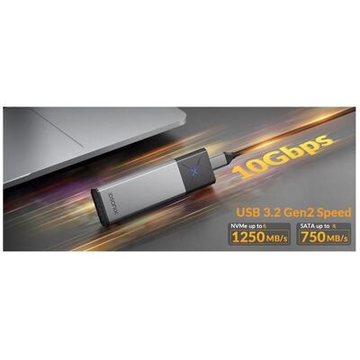 Orico Külső M.2 ház - IDPWM2-G2A-GY (USB-C 3.2 Gen2 -> M.2 NVMe, Max.: 8TB, 10 Gbps) (M.2), Boîtier pour disques durs, Gris Orico Külső M.2 ház - IDPWM2-G2A-GY (USB-C 3.2 Gen2 -> M.2 NVMe, Max.: 8TB, 10 Gbps) (M.2), Boîtier pour disques durs, Gris