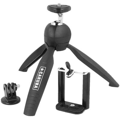 Caruba tripode Orbit15 + téléphone et adaptateur GoPro (Matières plastiques), Trépied, Noir Caruba tripode Orbit15 + téléphone et adaptateur GoPro (Matières plastiques), Trépied, Noir