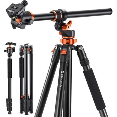 K&F Concept T254A7 + tête de trépied BH-28L (Métal), Trépied, Noir K&F Concept T254A7 + tête de trépied BH-28L (Métal), Trépied, Noir