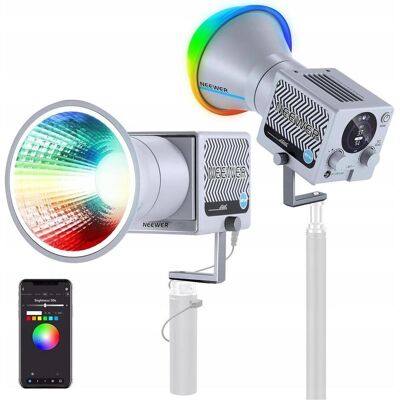 Neewer Lampa Led Rgb 60w Cob 8700lux Cri97+ App/2.4g Studio Video / / Hs60c (éclairage de studio, Lumière vidéo), Lumière continue, Multicolore Neewer Lampa Led Rgb 60w Cob 8700lux Cri97+ App/2.4g Studio Video / / Hs60c (éclairage de studio, Lumière vidéo), Lumière continue, Multicolore
