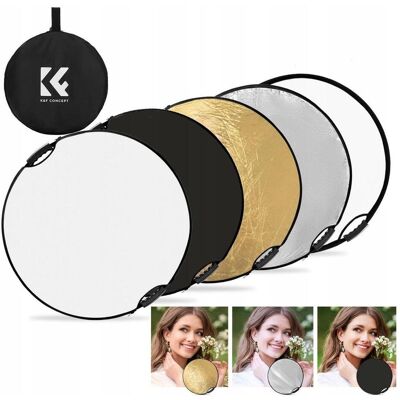 K&F Concept Réflecteur circulaire 5 en 1 pour la photographie 56cm avec poignée Gold Sliver Black White (Réflecteur, Réflecteur rabattable, 60 cm), Boîte à lumière + réflecteur K&F Concept Réflecteur circulaire 5 en 1 pour la photographie 56cm avec poignée Gold Sliver Black White (Réflecteur, Réflecteur rabattable, 60 cm), Boîte à lumière + réflecteur