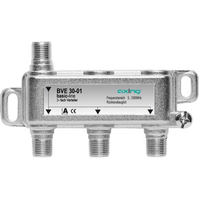 Axing Répartiteur triple BVE 30-01 51006 MHz, Récepteur TV : accessoires, Argent Axing Répartiteur triple BVE 30-01 51006 MHz, Récepteur TV : accessoires, Argent