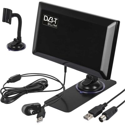 Maclean Antenne intérieure active DVB-T DVB-T2 amplificatrice Antenne avec aspiration (Antenne d'intérieur, 44 dB, DVB-T / -T2), Parabole + antenne, Noir Maclean Antenne intérieure active DVB-T DVB-T2 amplificatrice Antenne avec aspiration (Antenne d'intérieur, 44 dB, DVB-T / -T2), Parabole + antenne, Noir