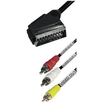 Transmedia Câble adaptateur, a) de 1x Péritel mâle, b) vers 3x RCA mâles, 2 mètres, Câble d'antenne Transmedia Câble adaptateur, a) de 1x Péritel mâle, b) vers 3x RCA mâles, 2 mètres, Câble d'antenne