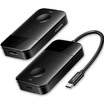 Vention Wireless Transmitter and Receiver USB-C to HDMI 0.15 (Black) (50 m), Transmetteur multimédia sans fil, Noir Vention Wireless Transmitter and Receiver USB-C to HDMI 0.15 (Black) (50 m), Transmetteur multimédia sans fil, Noir