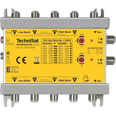 TechniSat TechniRouter 5/2x16 (Multi commutateur), Parabole : accessoires, Jaune TechniSat TechniRouter 5/2x16 (Multi commutateur), Parabole : accessoires, Jaune