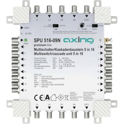 Axing Multischalter 5in16 SPU 516-09N Stand-Alone/Kaskade (Multi commutateur), Parabole : accessoires Axing Multischalter 5in16 SPU 516-09N Stand-Alone/Kaskade (Multi commutateur), Parabole : accessoires