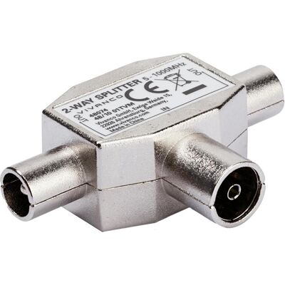 Vivanco TV-Splitter von Koaxialbuchse auf 2x Koaxialstecker - Silber, Parabole : accessoires, Argent Vivanco TV-Splitter von Koaxialbuchse auf 2x Koaxialstecker - Silber, Parabole : accessoires, Argent