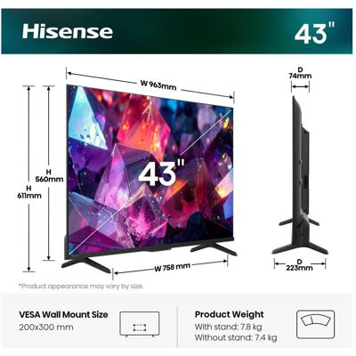 Hisense 43Q7S PRO (43", 4K), TV, Noir Hisense 43Q7S PRO (43", 4K), TV, Noir