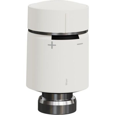Schneider Electric Thermostat de radiateur Wiser iTRV pour radiateurs à circulation d'eau, Thermostat, Blanc Schneider Electric Thermostat de radiateur Wiser iTRV pour radiateurs à circulation d'eau, Thermostat, Blanc