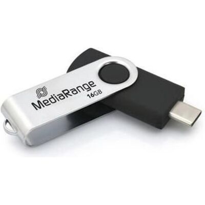 MediaRange Swivel Stick (16 Go, USB-C), Clé USB, Noir, Argent MediaRange Swivel Stick (16 Go, USB-C), Clé USB, Noir, Argent